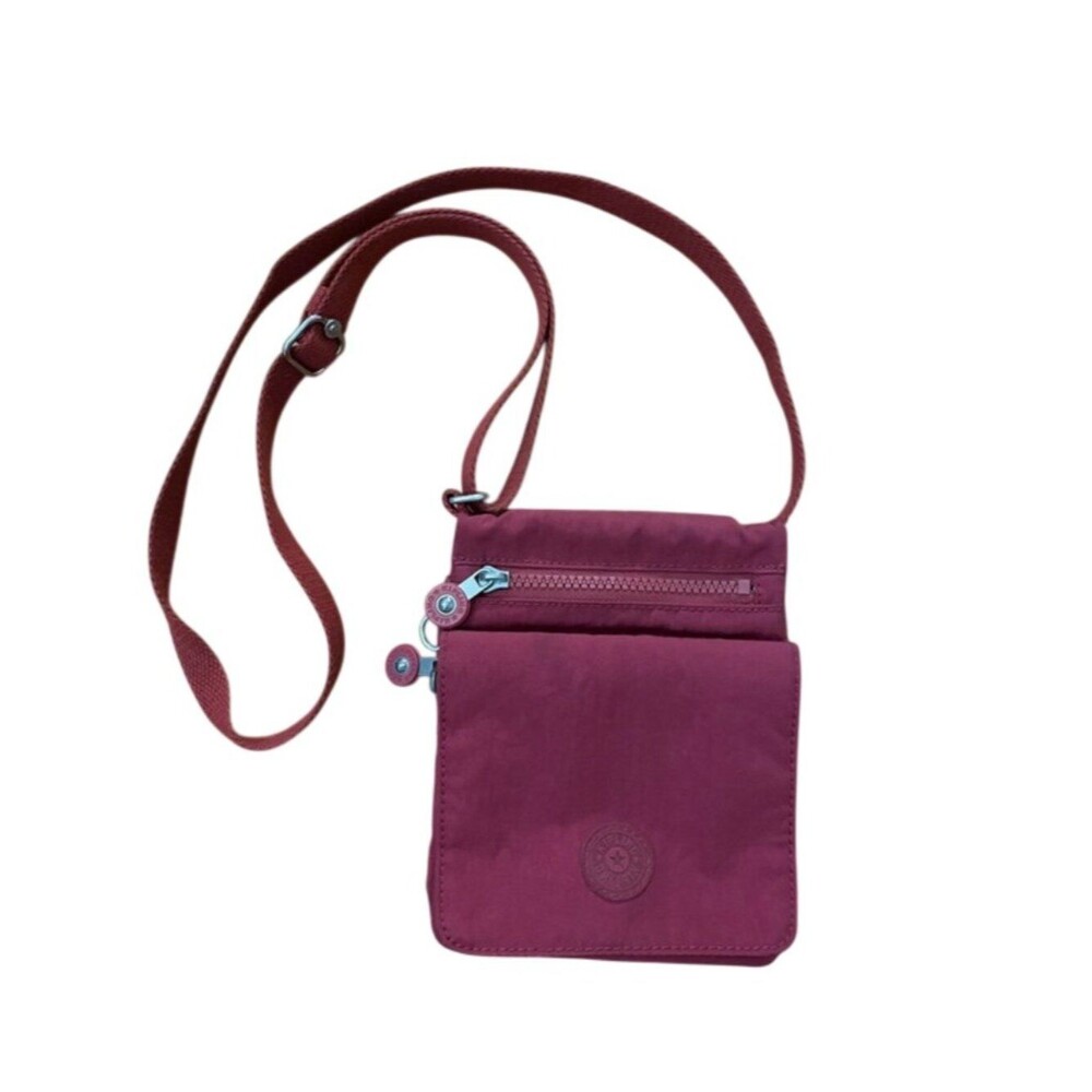 Kipling New El Dorado Mini Crossbody Bag Wine Red Nylon Travel Multi Pocket